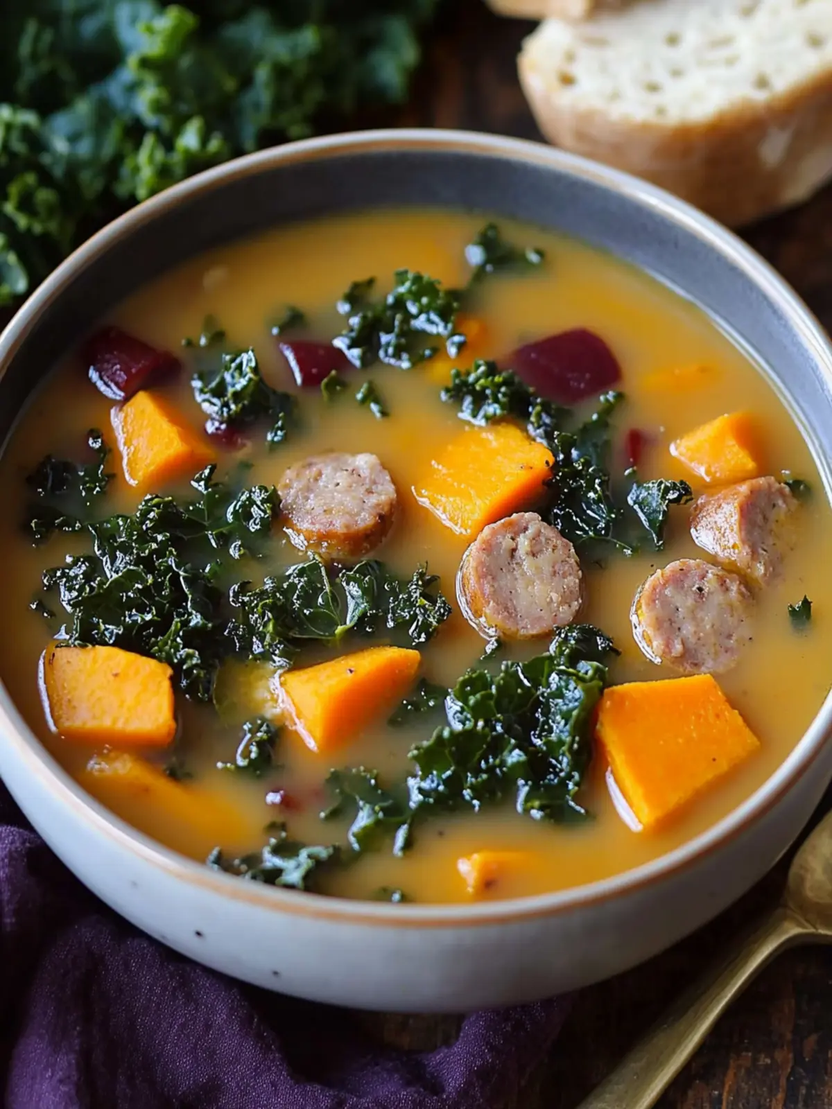 Quick & Cozy Turkey Sausage Kale Sweet Potato Soup for Weeknights